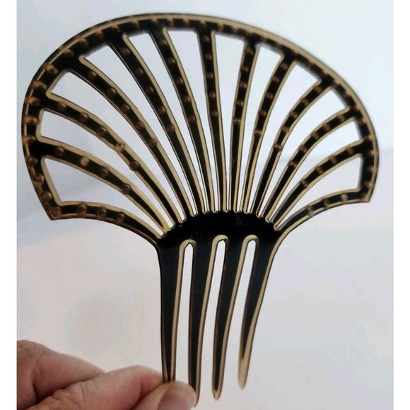 Antique 1920\'s Art Deco Celluloid Hair Fork Hair Comb Red Rhinestones main image 4